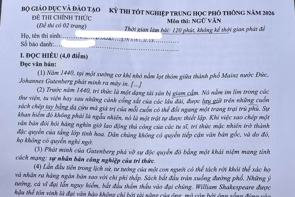 Gợi ý đáp án môn Ngữ văn Kỳ thi tốt nghiệp THPT năm 2026