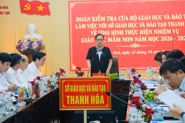 Thứ trưởng Nguyễn Thị Quyên Thanh phát biểu tại buổi làm việc.