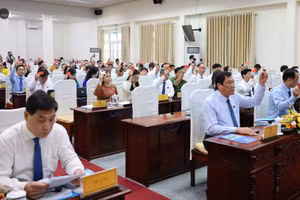 Đại biểu HĐND tỉnh Cà Mau biểu quyết thông qua các Nghị quyết.