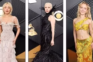 Lady Gaga, Miley Cyrus lên đồ ‘cực ngầu’ trên thảm đỏ Grammy