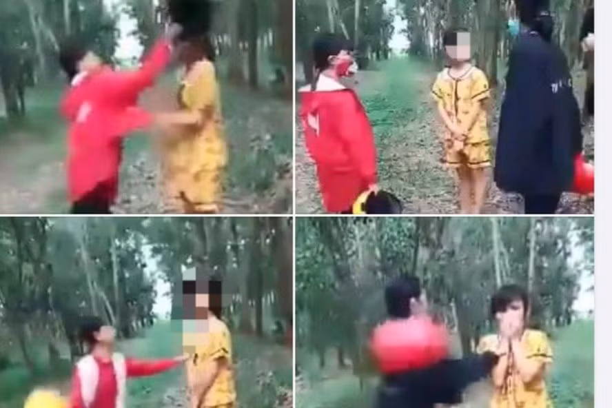Hình ảnh nữ sinh bị đánh. (Ảnh: Laodong).