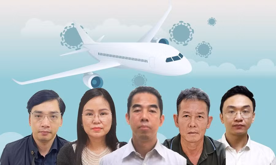 Một số bị can đã bị khởi tố, bắt tạm giam trong vụ án chuyến bay giải cứu xẩy ra tại Cục lãnh sự, Bộ Ngoại giao. Ảnh: Vnexpress.