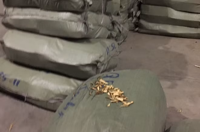 Thuốc bắc nhập lậu được nguyh trang trong các bao tải hoa quả sấy khô. Thuốc bắc nhập lậu được nguyh trang trong các bao tải hoa quả sấy khô.