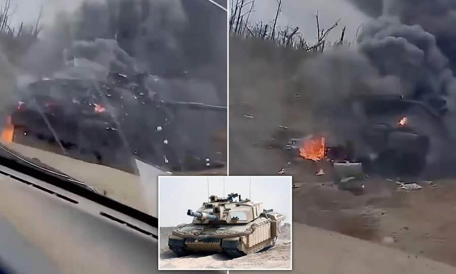 Xe tăng Challenger 2 bị phá hủy. 