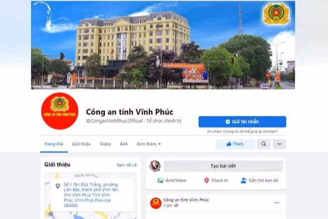 Trang Fanpage của Công an Vĩnh Phúc bị tấn công