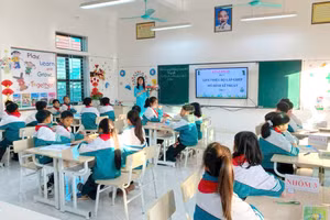 Một lớp học của Trường tiểu học Nghĩa Lợi (Quỹ Nhất, Ninh Bình).