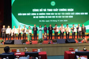 Học viện Nông nghiệp Việt Nam công bố, trao Giấy chứng nhận kiểm định chất lượng 10 chương trình đào tạo đạt tiêu chuẩn chất lượng giáo dục.