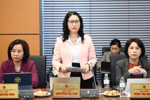 Đại biểu Quốc hội Nguyễn Thị Lan góp ý dự thảo Văn kiện trình Đại hội đại biểu toàn quốc lần thứ XIV của Đảng tại buổi thảo luận tổ - kỳ họp thứ 10, Quốc hội khóa 15 - chiều 4/11.