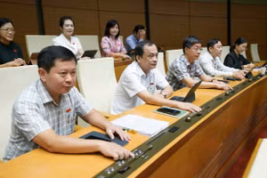 Các đại biểu Quốc hội biểu quyết thông qua Luật Nhà giáo.