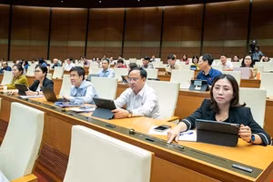 Đại biểu Quốc hội bấm nút thông qua Nghị quyết của Quốc hội về cơ chế, chính sách phát triển kinh tế tư nhân. Ảnh: Quochoi.