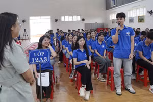 Học sinh Trường PTDT Nội trú tỉnh Cao Bằng hào hứng đặt câu hỏi với các chuyên gia về khởi nghiệp từ THPT.