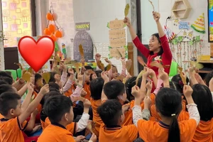 Một hoạt động trong chuyên đề giáo dục quyền con người tại Trường Mầm Non Thị Trấn Diêm Điền (Thái Thụy, Thái Bình). Ảnh: Phòng GD&ĐT Thái Thụy.