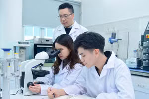 Giờ học thực hành của sinh viên Trường ĐH Khoa học và Công nghệ Hà Nội. Ảnh: NTCC.