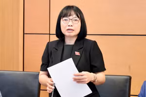 Đại biểu Quốc hội Nguyễn Thị Việt Nga đề nghị không gộp nội dung Ngày Văn hóa Việt Nam 24/11 và người lao động được nghỉ làm việc và hưởng nguyên lương vào nghị quyết. Ảnh: Phạm Đông