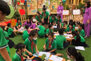 Một hoạt động giáo dục Trường Tiểu học Lê Hồng (Thanh Miện, Hải Dương). Ảnh: Sở GD&ĐT.