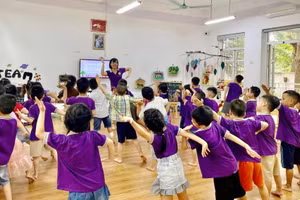 Một lớp học của Trường Mầm non B xã Liên Ninh (Thanh Trì, Hà Nội). Ảnh: Facebook nhà trường.