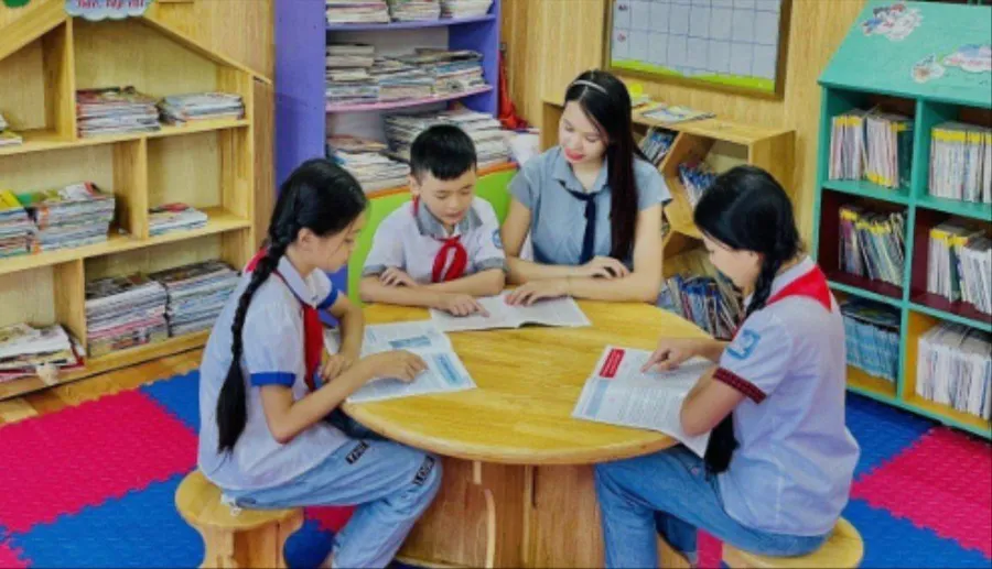 Thư viện Trường Tiểu học thị trấn Quất Lâm, huyện Giao Thủy (Nam Định). Ảnh: ITN
