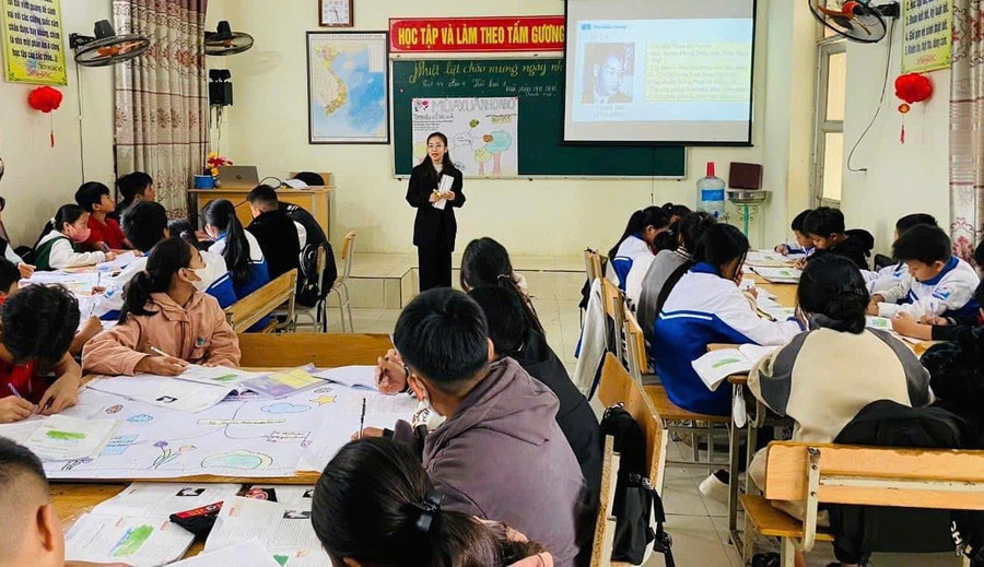 Giờ học tại Trường THCS Hà Lộc (thị xã Phú Thọ, Phú Thọ). Ảnh: NTCC