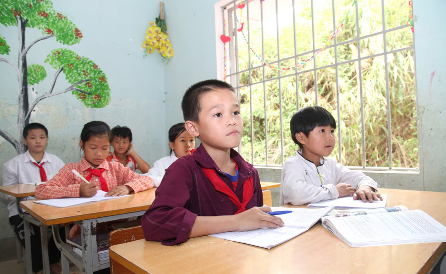 Học sinh Trường PTDTBT Tiểu học xã Nậm Ban, huyện Mèo Vạc (Hà Giang). Ảnh: Nguyễn Lâm