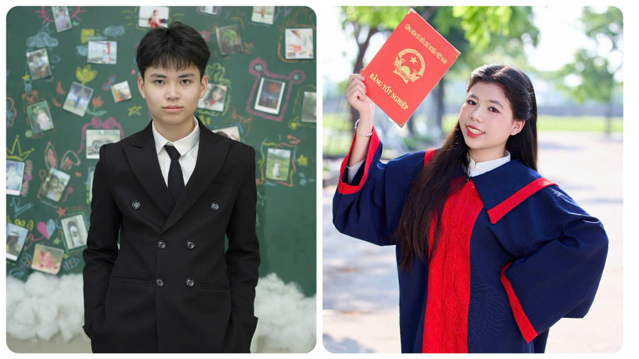 Em Trần Công Nguyên và em Nguyễn Đoàn Khánh Ly đồng thủ khoa toàn tỉnh khối A00.