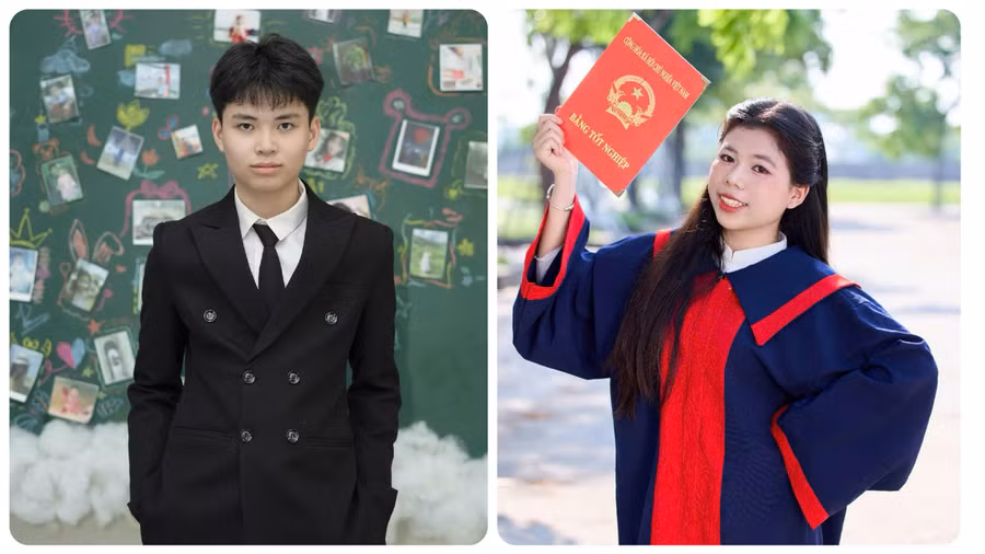 Em Trần Công Nguyên và em Nguyễn Đoàn Khánh Ly đồng thủ khoa toàn tỉnh khối A00.