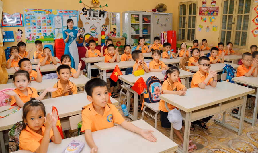 Học sinh Trường Tiểu học Trần Tế Xương (Nam Định, Ninh Bình). Ảnh: Vân Anh