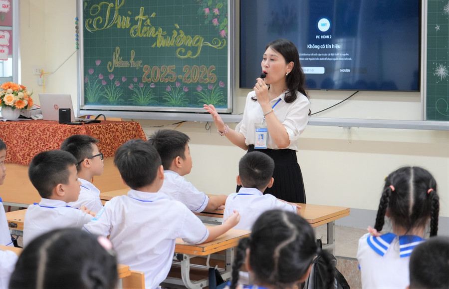 Giờ học tại Trường Tiểu học Hà Huy Tập 2 (Vinh Phú, Nghệ An).