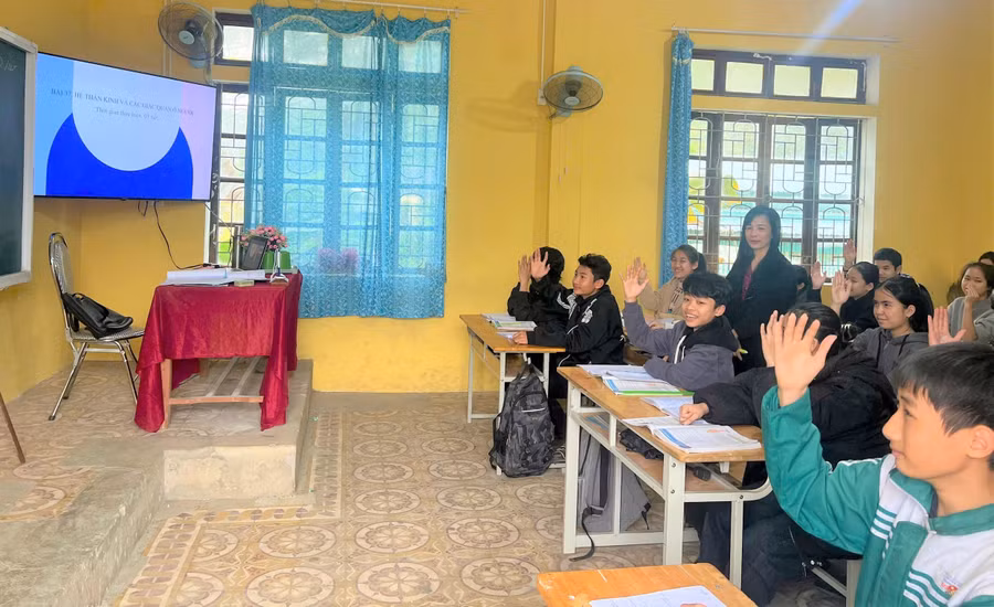 Hoạt động dạy học tại Trường THCS Yên Khê (Con Cuông, Nghệ An) được duy trì ổn định. Ảnh: NTCC