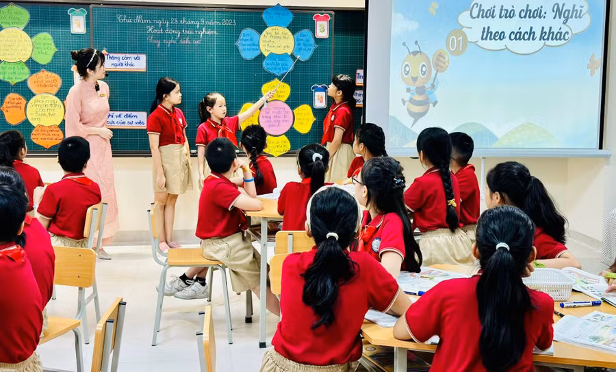 Một lớp học của Trường Tiểu học Thủ Lệ (Ba Đình, Hà Nội). Ảnh: Phòng GD&ĐT