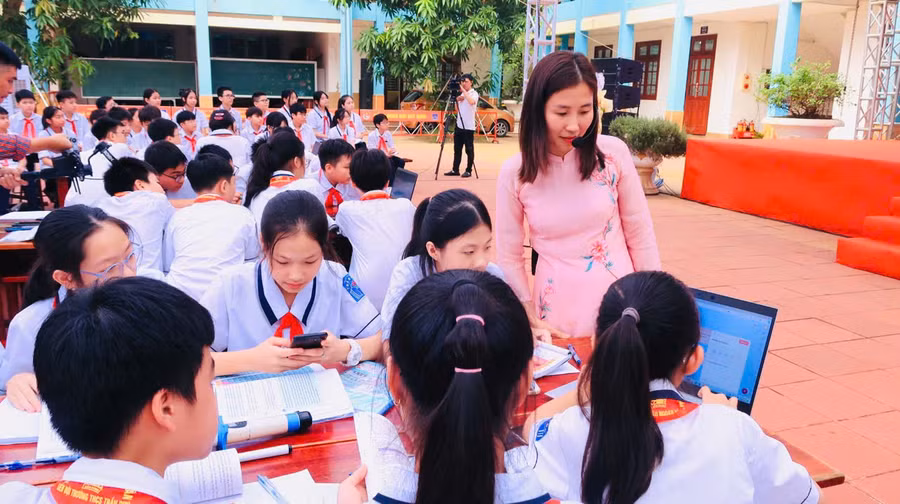 Tiết dạy học của cô Lưu Thị Mai Phương - Trường THCS Trần Phú (Lê Chân, Hải Phòng). Ảnh: Linh An