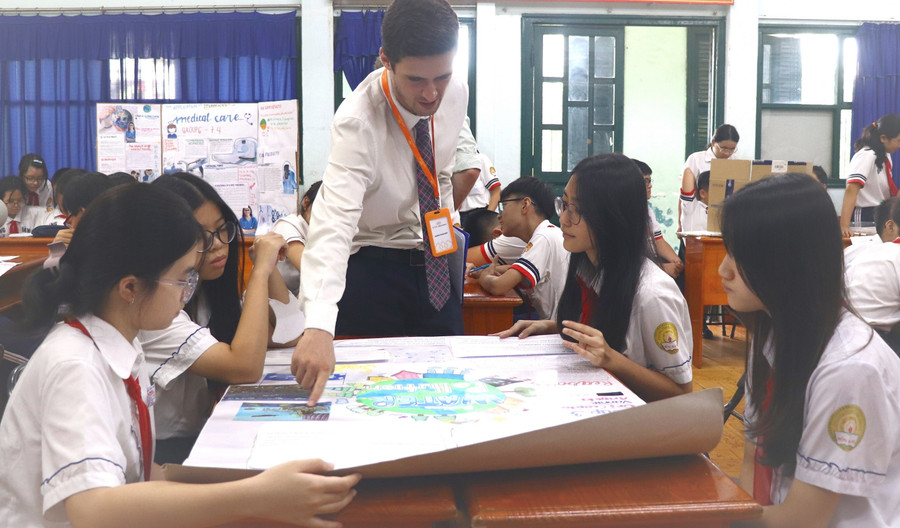 Tiết học của học sinh Trường THCS Hồng Bàng (phường Chợ Lớn). Ảnh: KB
