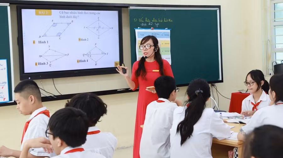 Một lớp học của Trường THCS Thăng Long (Ba Đình, Hà Nội). Ảnh: Phòng GD&ĐT