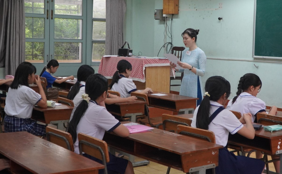 Học sinh tham gia kỳ khảo sát năng lực vào Trường THCS - THPT Trần Đại Nghĩa năm 2024. Ảnh: M.A tuyen-sinh-dau-cap-tai-tphcm-1.jpg