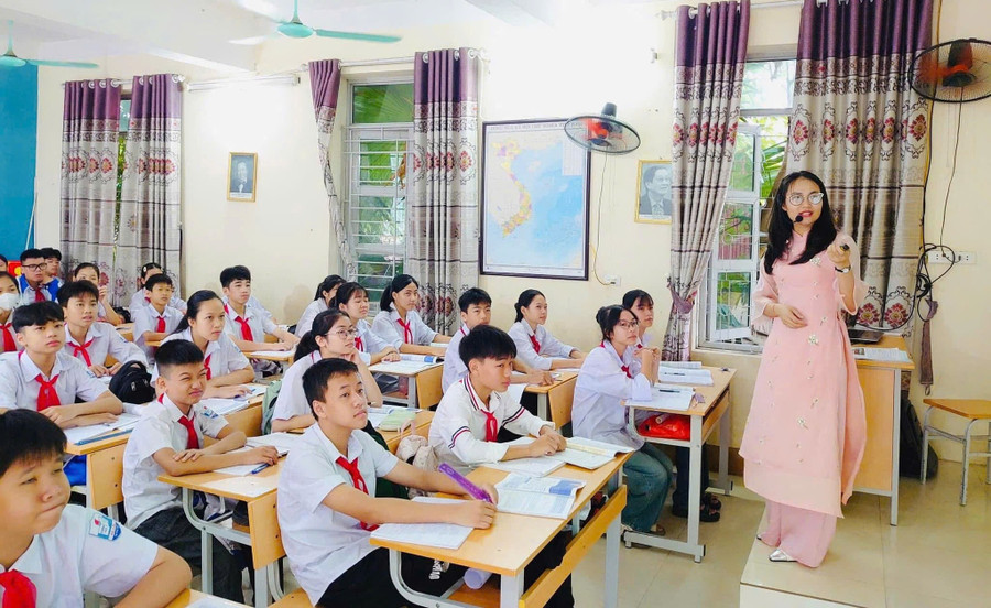Giờ học tại Trường THCS Hà Lộc (phường Phú Thọ, Phú Thọ). Ảnh: NTCC