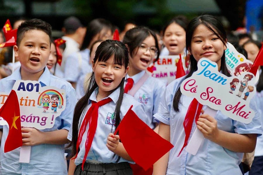 Học sinh Trường THCS Đống Đa (TP Hà Nội) trong ngày khai giảng năm học 2025 - 2026. Ảnh minh họa: Xuân Phú