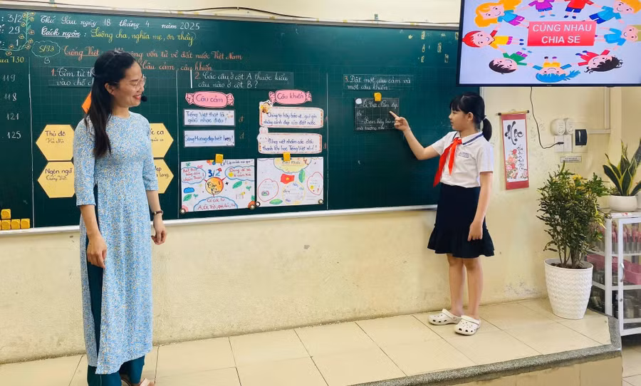 Tiết học sinh hoạt chuyên đề Học thông qua chơi của Trường Tiểu học Hùng Vương (Hải Châu, Đà Nẵng). Ảnh: NTCC