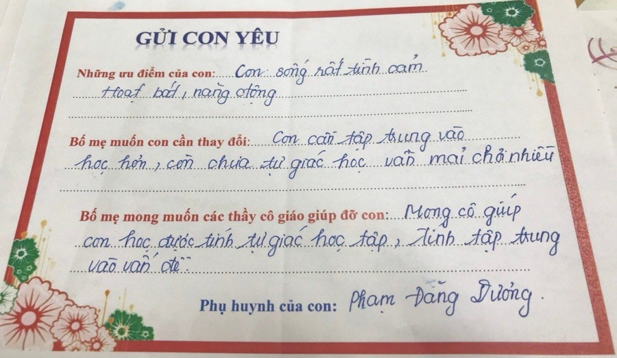Những lời nhắn gửi của cha mẹ với các con trong buổi họp phụ huynh tại Trường Tiểu học Trần Quốc Toản (Quảng Ninh). co-hoi-lang-nghe-va-dong-hanh-cung-con-1.jpg