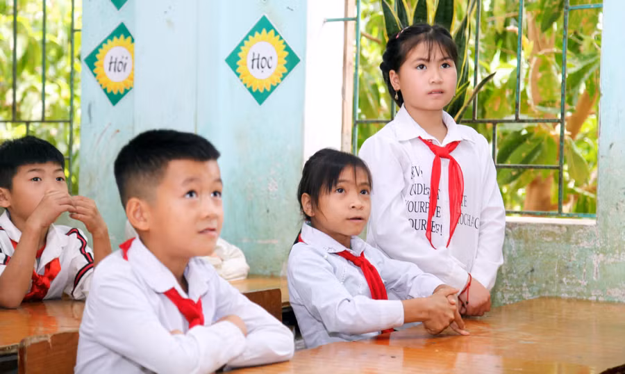 Học sinh Trường PTDTBT Tiểu học xã Nậm Ban, Mèo Vạc, Hà Giang. Ảnh minh họa: Nguyễn Lâm