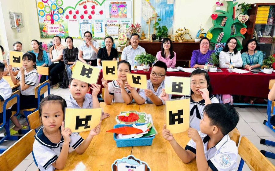 Tiết học mở của học sinh Trường Tiểu học Thuận Kiều (Quận 12, TPHCM). Ảnh: K.T