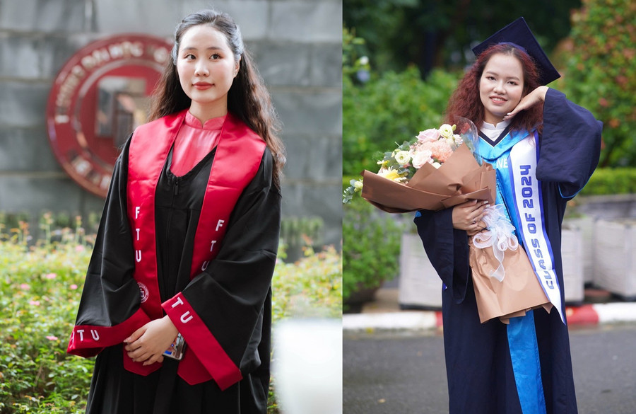 Nguyễn Khánh Linh - Trường Đại học Ngoại thương (bên trái) và Nguyễn Khánh Linh (Trường Đại học Kinh tế Quốc dân). Ảnh: NVCC