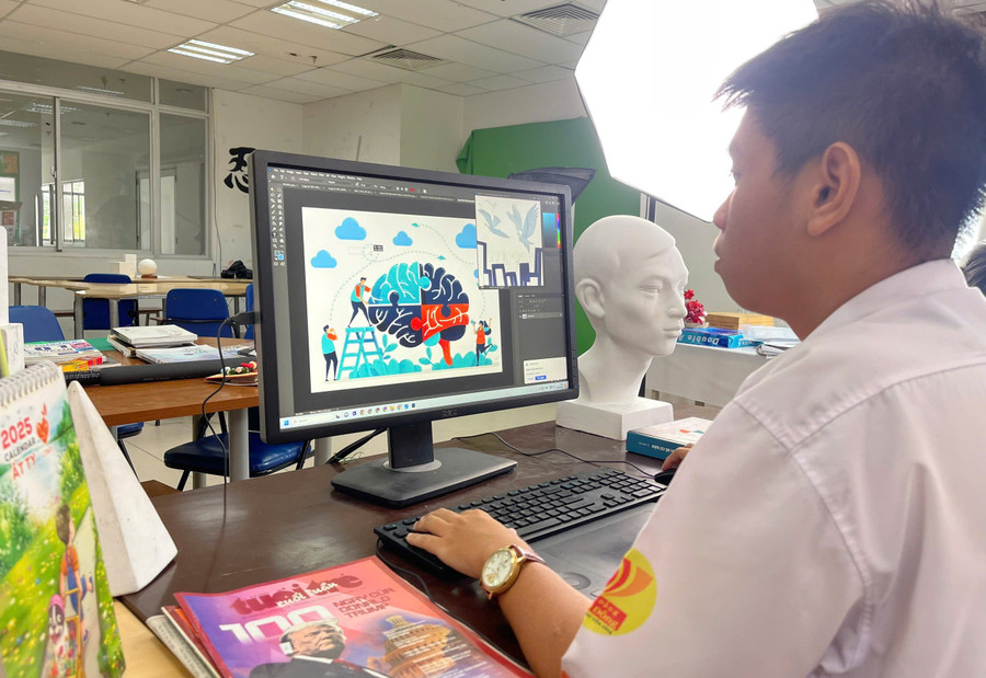 Sinh viên Trường Cao đẳng Viễn Đông (TPHCM) trong một giờ học. Ảnh: NTCC