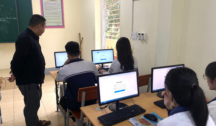 Phòng máy Trường THPT Thanh Sơn (Phú Thọ) sẵn sàng cho kỳ khảo sát PISA 2025. Ảnh: NTCC
