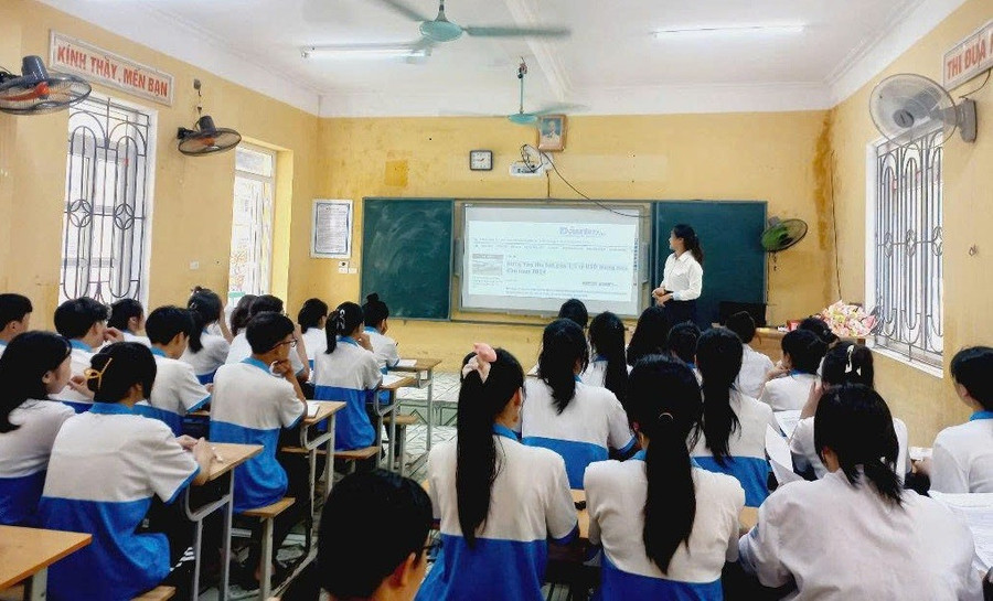 Giờ học tại Trường THPT Trần Quang Khải (Triệu Việt Vương, Hưng Yên). Ảnh: NTCC