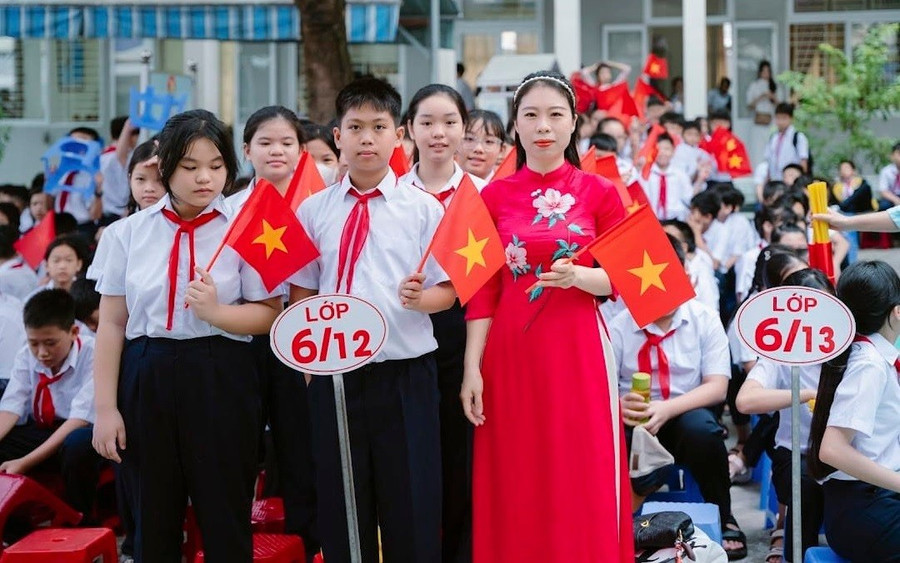 Trường THCS Nguyễn Bỉnh Khiêm đón học sinh lớp 6 trong Lễ khai giảng năm học 2024 - 2025. Ảnh: NTCC tuyen-sinh-dau-cap-tai-da-nang-1.jpg