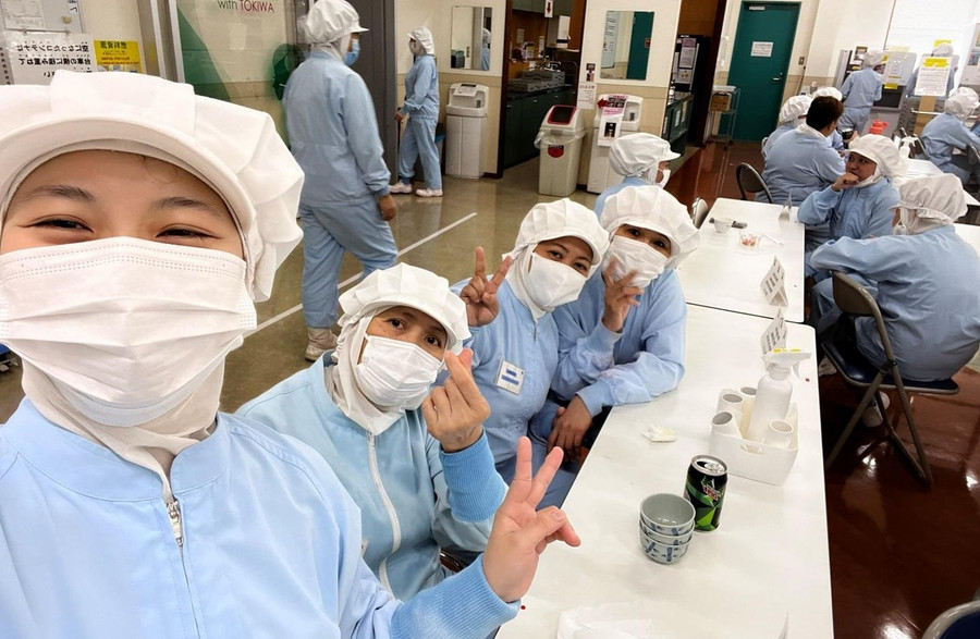 Sinh viên ngành công nghệ sinh học Việt Nam chụp hình lưu niệm khi thực tập tại doanh nghiệp của Nhật Bản. Ảnh: HOU cong-nghe-sinh-hoc-1.jpg