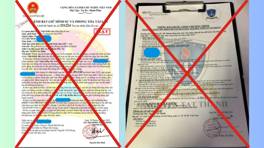 Văn bản lừa đảo sinh viên Trường Đại học Nguyễn Tất Thành. Ảnh: NTTU that-gia-kho-luong-2.jpg