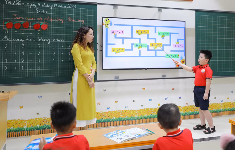 Một lớp học của Trường Tiểu học Kim Đồng (Ba Đình, Hà Nội). Ảnh: Phòng GD&ĐT