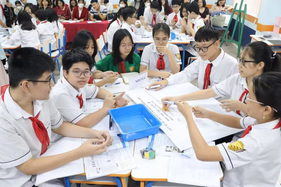 Học sinh Trường THCS Nam Từ Liêm, Hà Nội. Ảnh: NTCC