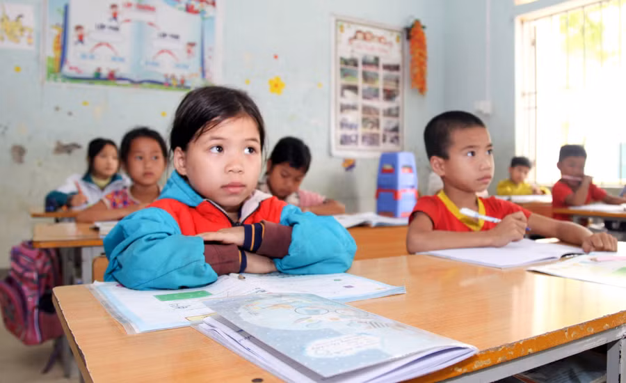 Học sinh Trường Phổ thông Dân tộc bán trú Tiểu học Nậm Ban (Tuyên Quang). Ảnh: Nguyễn Lâm