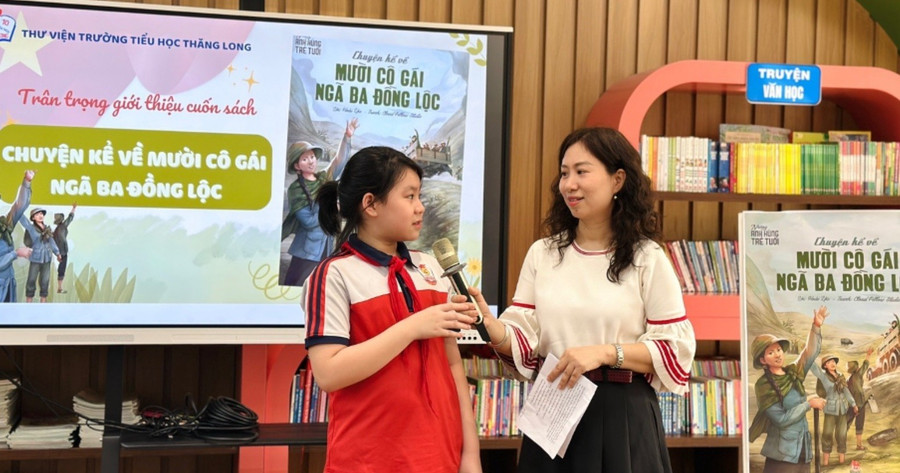 Buổi giới thiệu sách của Trường Tiểu học Thăng Long. Ảnh: Vân Anh